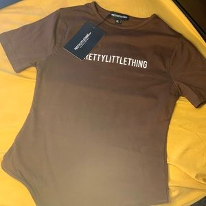 Pretty little thing chocolate brown bodysuit and joggers